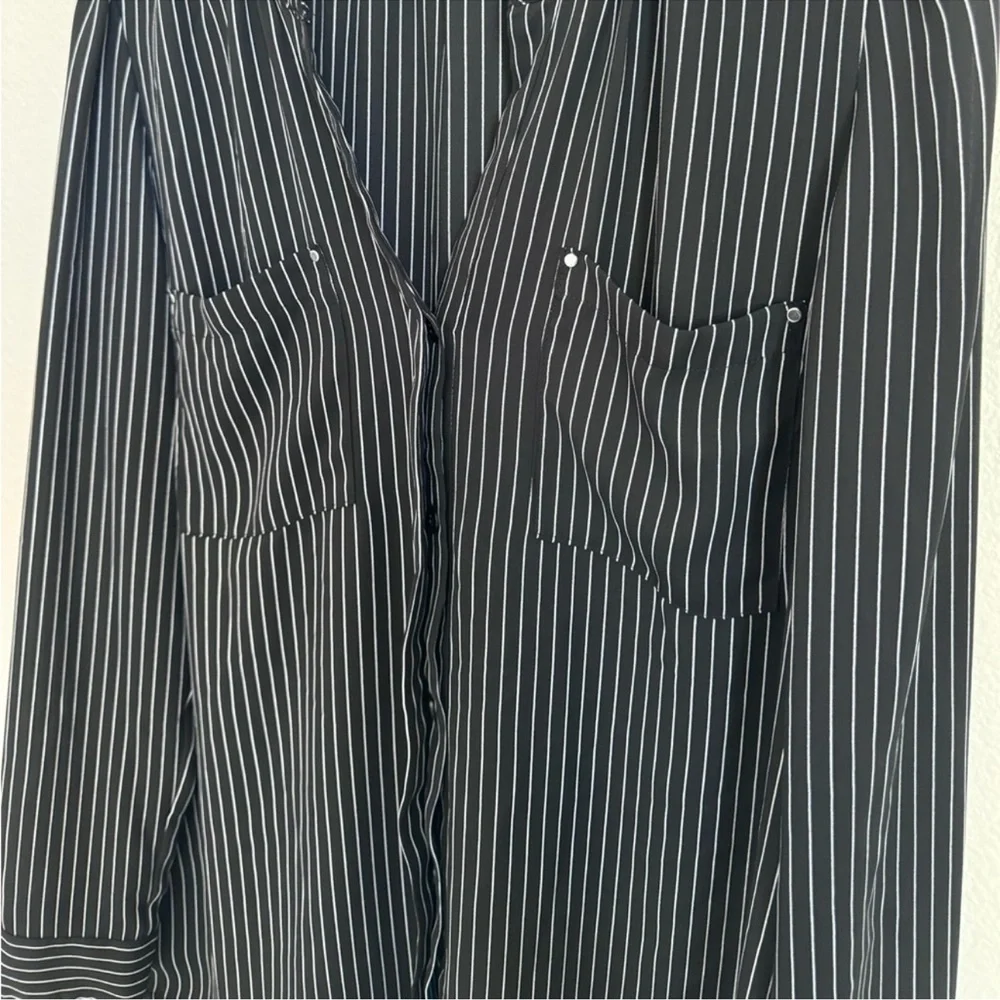 Apt 9 Striped Button up Chiffon Long Sleeve Blouse - Picture 3 of 4
